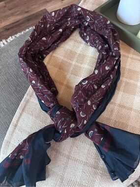 Floral Burgundy and Navy Lightweight Women's Scarf